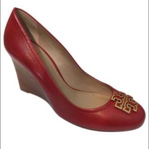 Tory Burch Melinda Wedge 32073 New 7.5 Cerise Red